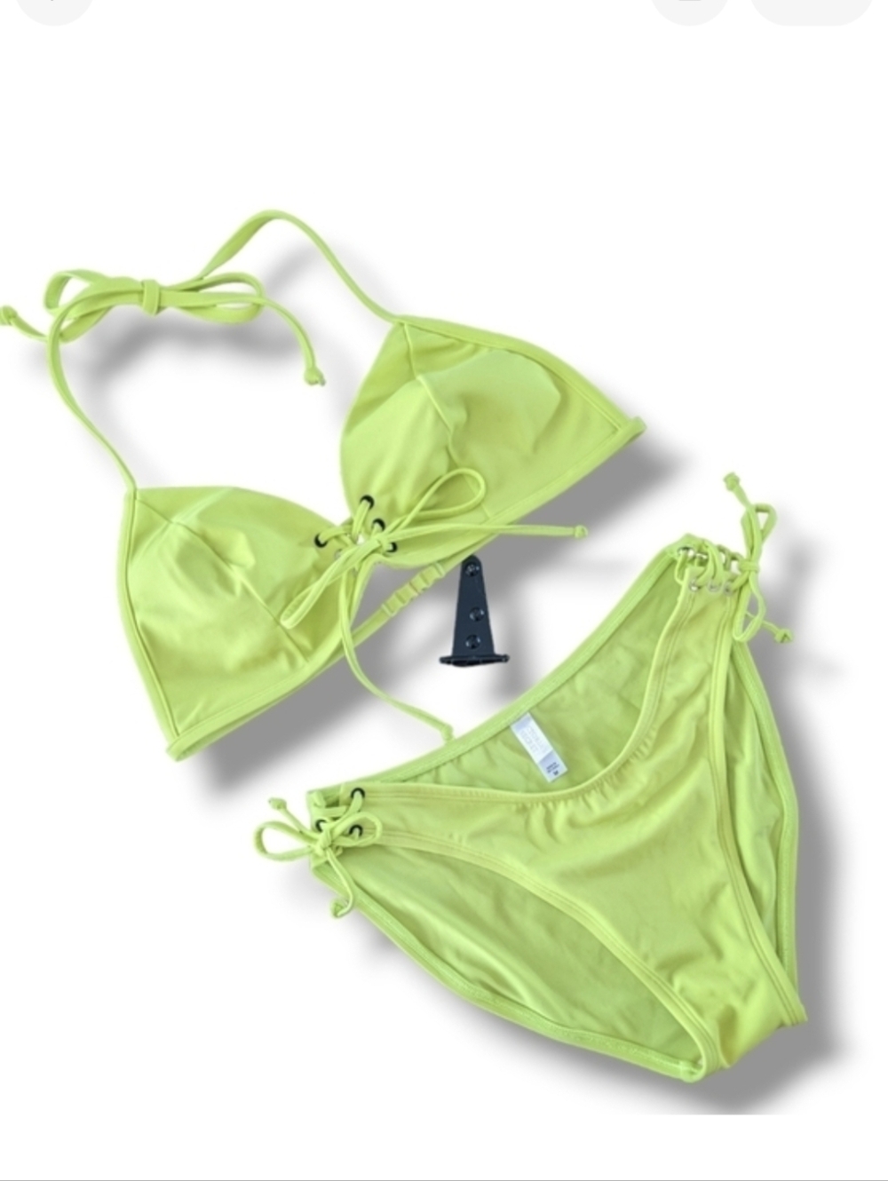 Victoria's Secret Neon Lace Up Bikini Swimsuit Large Top Medium Bottom
